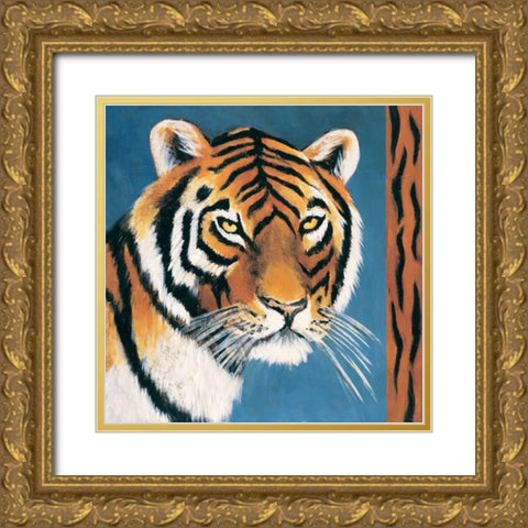 Exotic Tiger Gold Ornate Wood Framed Art Print with Double Matting by Gamel, Tara