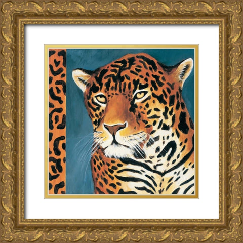 Exotic Jaguar Gold Ornate Wood Framed Art Print with Double Matting by Gamel, Tara