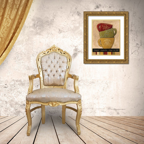 Striped Stack I Gold Ornate Wood Framed Art Print with Double Matting by Gamel, Tara