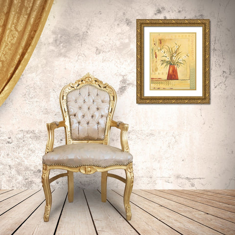 Red Vase Gold Ornate Wood Framed Art Print with Double Matting by Gorham, Gregory