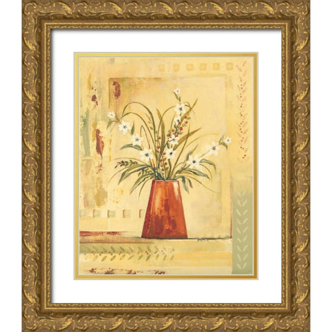 Red Vase Gold Ornate Wood Framed Art Print with Double Matting by Gorham, Gregory