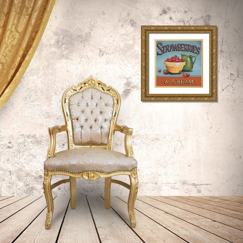 Strawberries and Cream Gold Ornate Wood Framed Art Print with Double Matting by Gorham, Gregory