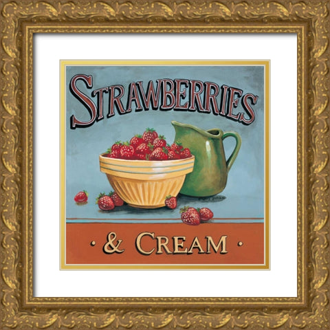 Strawberries and Cream Gold Ornate Wood Framed Art Print with Double Matting by Gorham, Gregory