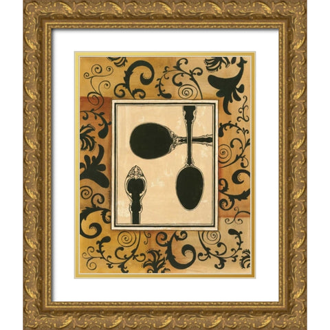 Spoons Gold Ornate Wood Framed Art Print with Double Matting by Gorham, Gregory