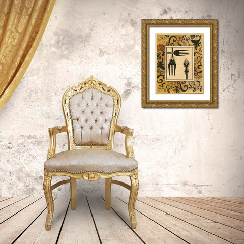 Forks Gold Ornate Wood Framed Art Print with Double Matting by Gorham, Gregory