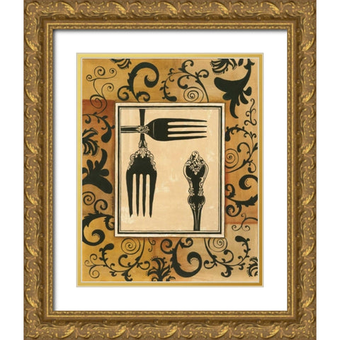 Forks Gold Ornate Wood Framed Art Print with Double Matting by Gorham, Gregory