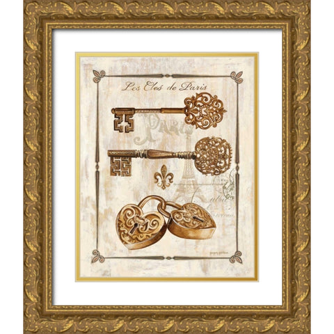 Keys to Paris I Gold Ornate Wood Framed Art Print with Double Matting by Gorham, Gregory