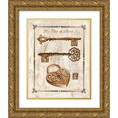 Keys to Paris II Gold Ornate Wood Framed Art Print with Double Matting by Gorham, Gregory