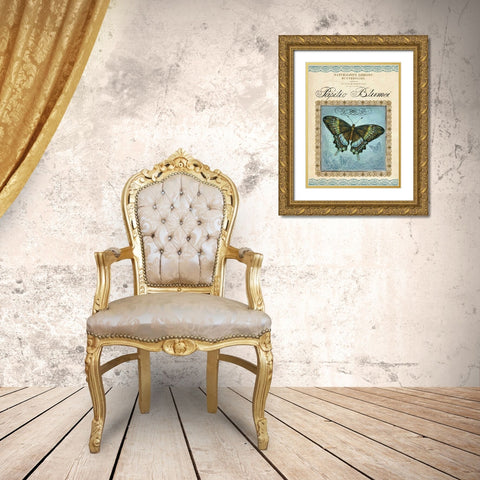 Papilio Blumei Gold Ornate Wood Framed Art Print with Double Matting by Gorham, Gregory