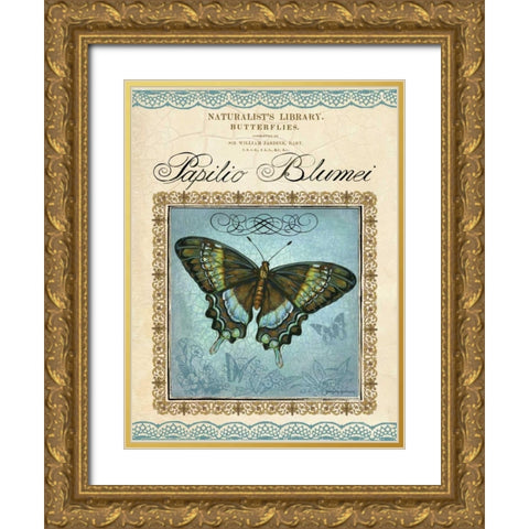 Papilio Blumei Gold Ornate Wood Framed Art Print with Double Matting by Gorham, Gregory