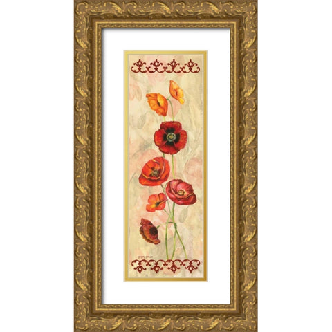 Scarlet Poppies I Gold Ornate Wood Framed Art Print with Double Matting by Gorham, Gregory