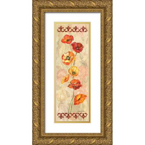 Scarlet Poppies II Gold Ornate Wood Framed Art Print with Double Matting by Gorham, Gregory