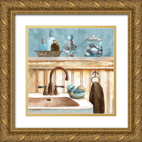 Blue Bath II Gold Ornate Wood Framed Art Print with Double Matting by Gorham, Gregory
