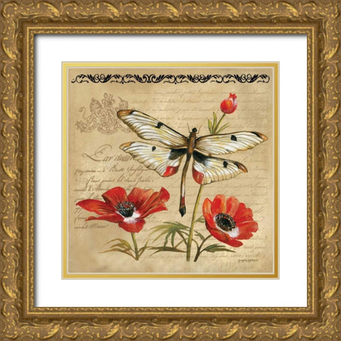 Dragonfly Gold Ornate Wood Framed Art Print with Double Matting by Gorham, Gregory
