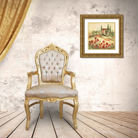 Poppy Field I Gold Ornate Wood Framed Art Print with Double Matting by Gorham, Gregory