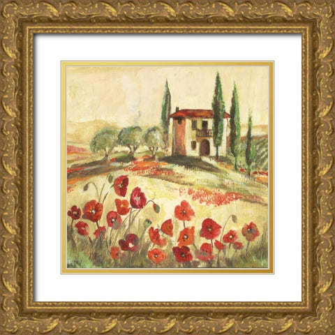Poppy Field I Gold Ornate Wood Framed Art Print with Double Matting by Gorham, Gregory