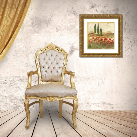 Poppy Field II Gold Ornate Wood Framed Art Print with Double Matting by Gorham, Gregory