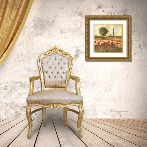 Poppy Field III Gold Ornate Wood Framed Art Print with Double Matting by Gorham, Gregory