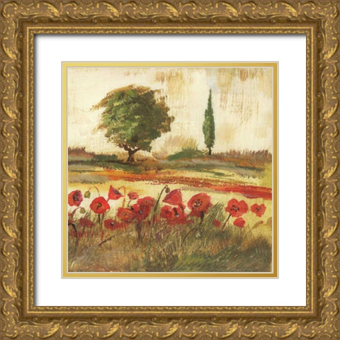 Poppy Field III Gold Ornate Wood Framed Art Print with Double Matting by Gorham, Gregory