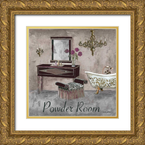 Powder Room Gold Ornate Wood Framed Art Print with Double Matting by Gorham, Gregory