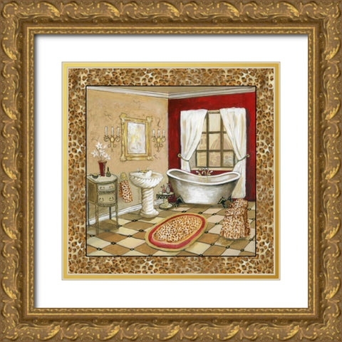 Leopard Florentine Bath II Gold Ornate Wood Framed Art Print with Double Matting by Gorham, Gregory
