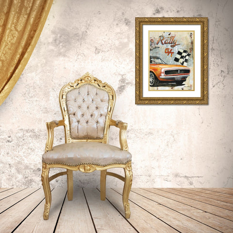 Rally Car Gold Ornate Wood Framed Art Print with Double Matting by Gorham, Gregory