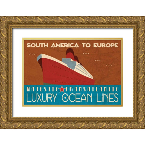 Ocean Liner Gold Ornate Wood Framed Art Print with Double Matting by Giacopelli, Jason