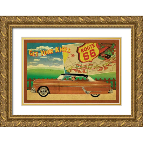 Route 66 II Gold Ornate Wood Framed Art Print with Double Matting by Giacopelli, Jason