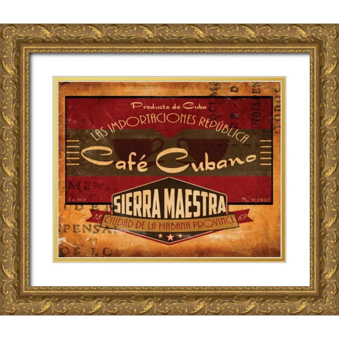 Cafe Cubano Gold Ornate Wood Framed Art Print with Double Matting by Giacopelli, Jason