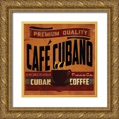 Cuban Coffee Sq. Gold Ornate Wood Framed Art Print with Double Matting by Giacopelli, Jason