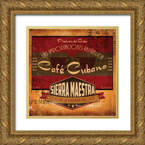 Cafe Cubano Sq. Gold Ornate Wood Framed Art Print with Double Matting by Giacopelli, Jason