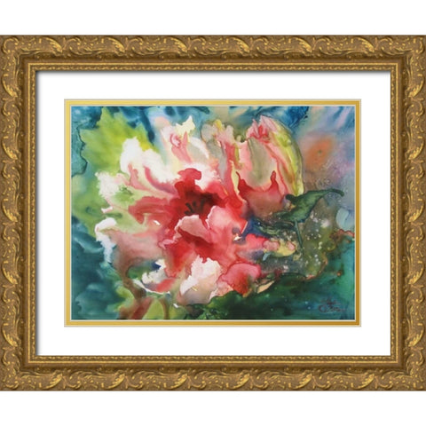 Parrot Tulips I Gold Ornate Wood Framed Art Print with Double Matting by Giltner, Paula