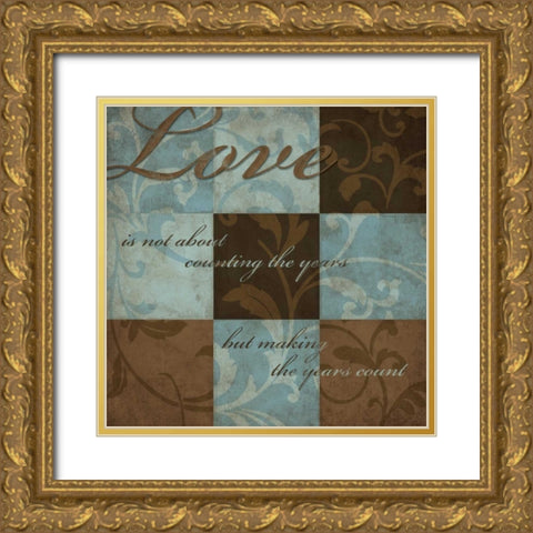 Love Gold Ornate Wood Framed Art Print with Double Matting by Harbick, N