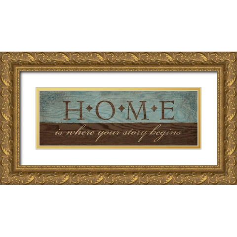 Home Gold Ornate Wood Framed Art Print with Double Matting by Harbick, N