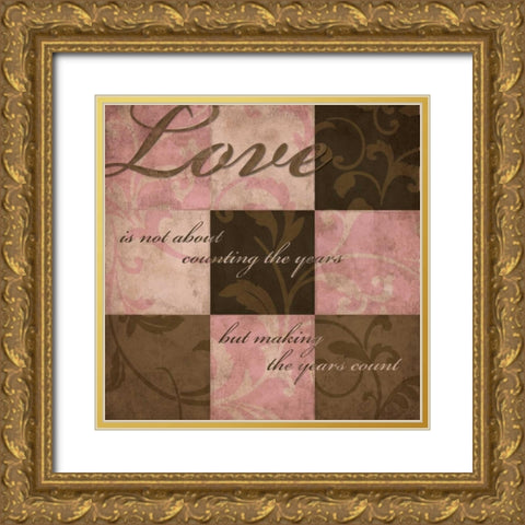 Love in Pink Gold Ornate Wood Framed Art Print with Double Matting by Harbick, N