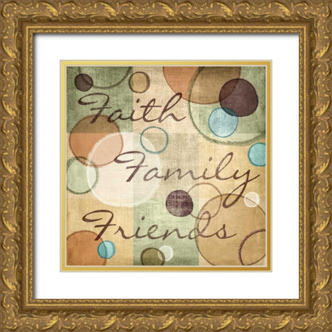 Faith Family Friends Gold Ornate Wood Framed Art Print with Double Matting by Harbick, N