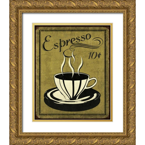 Retro Coffee II Gold Ornate Wood Framed Art Print with Double Matting by Harbick, N