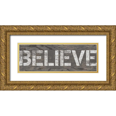 Believe Gold Ornate Wood Framed Art Print with Double Matting by Harbick, N