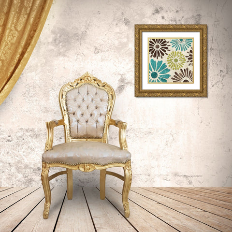 Stencil Flowers II Gold Ornate Wood Framed Art Print with Double Matting by Harbick, N