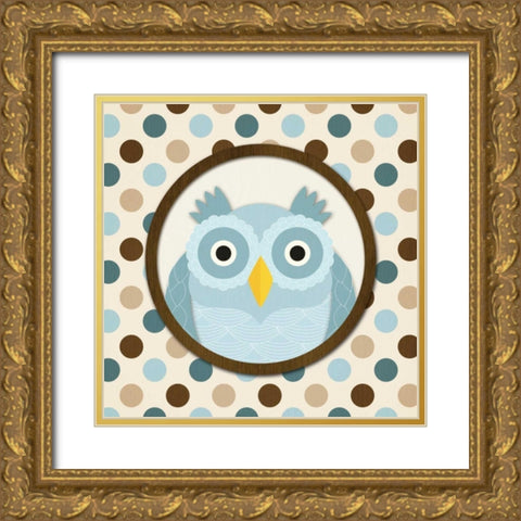 O is for Owl I Gold Ornate Wood Framed Art Print with Double Matting by Harbick, N