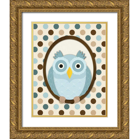 Sitting Owl I  Gold Ornate Wood Framed Art Print with Double Matting by Harbick, N