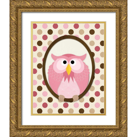 Sitting Owl II Gold Ornate Wood Framed Art Print with Double Matting by Harbick, N