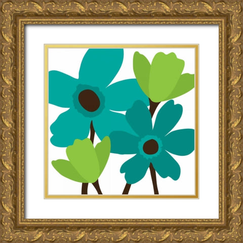 Spring Bouquet I Gold Ornate Wood Framed Art Print with Double Matting by Harbick, N