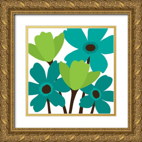 Spring Bouquet II Gold Ornate Wood Framed Art Print with Double Matting by Harbick, N