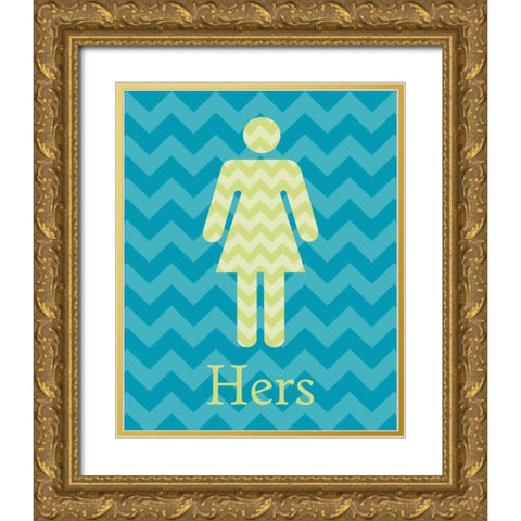 Hers Gold Ornate Wood Framed Art Print with Double Matting by Harbick, N