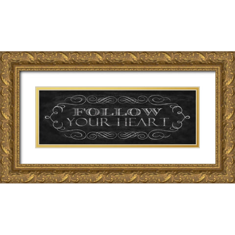 Follow Your Heart Gold Ornate Wood Framed Art Print with Double Matting by Harbick, N