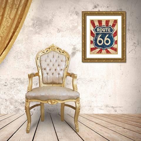 Route 66 I Gold Ornate Wood Framed Art Print with Double Matting by Harbick, N
