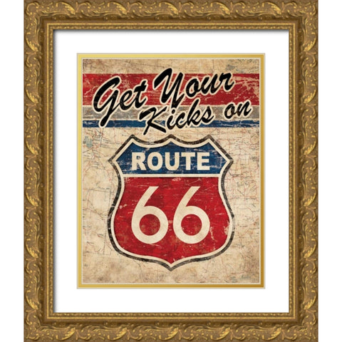 Route 66 II Gold Ornate Wood Framed Art Print with Double Matting by Harbick, N