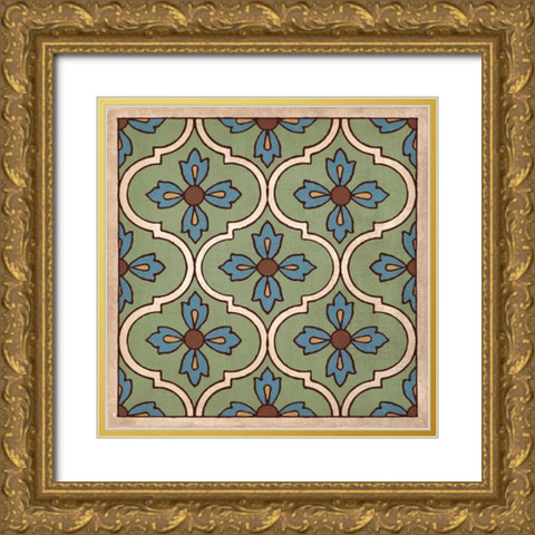 Tile Pattern I Gold Ornate Wood Framed Art Print with Double Matting by Harbick, N