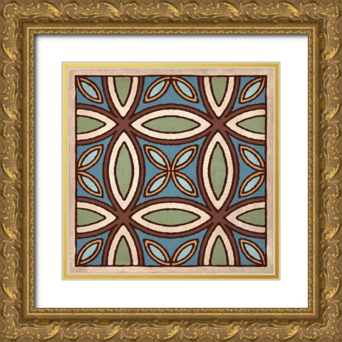 Tile Pattern III Gold Ornate Wood Framed Art Print with Double Matting by Harbick, N